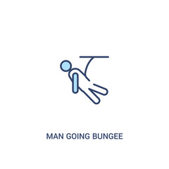 man going bungee jumping concept 2 colored icon. simple line element illustration. outline blue man going bungee jumping symbol. can be used for web and mobile ui/ux.