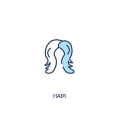 hair concept 2 colored icon. simple line element illustration. outline blue hair symbol. can be used for web and mobile ui/ux.