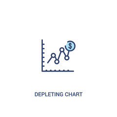 depleting chart concept 2 colored icon. simple line element illustration. outline blue depleting chart symbol. can be used for web and mobile ui/ux.