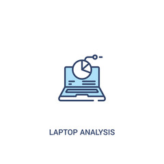 laptop analysis concept 2 colored icon. simple line element illustration. outline blue laptop analysis symbol. can be used for web and mobile ui/ux.