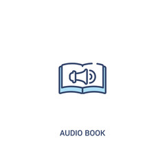 audio book concept 2 colored icon. simple line element illustration. outline blue audio book symbol. can be used for web and mobile ui/ux.