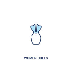 women drees concept 2 colored icon. simple line element illustration. outline blue women drees symbol. can be used for web and mobile ui/ux.