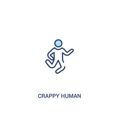 crappy human concept 2 colored icon. simple line element illustration. outline blue crappy human symbol. can be used for web and mobile ui/ux.