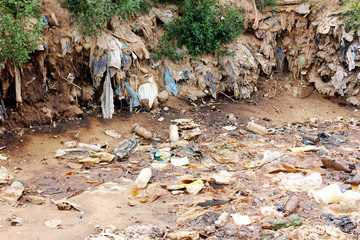 Concept of environmental damage of garbage in the nature.