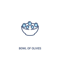 bowl of olives concept 2 colored icon. simple line element illustration. outline blue bowl of olives symbol. can be used for web and mobile ui/ux.