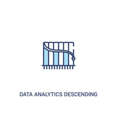 data analytics descending line graphic concept 2 colored icon. simple line element illustration. outline blue data analytics descending line graphic symbol. can be used for web and mobile ui/ux.