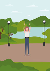 young and beautiful girl in the park