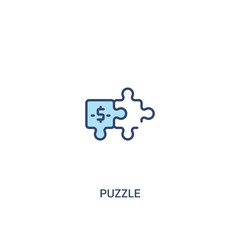 puzzle concept 2 colored icon. simple line element illustration. outline blue puzzle symbol. can be used for web and mobile ui/ux.