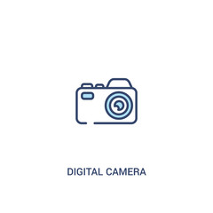 digital camera concept 2 colored icon. simple line element illustration. outline blue digital camera symbol. can be used for web and mobile ui/ux.