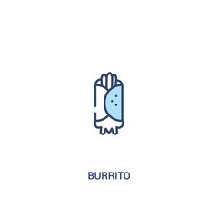 burrito concept 2 colored icon. simple line element illustration. outline blue burrito symbol. can be used for web and mobile ui/ux.