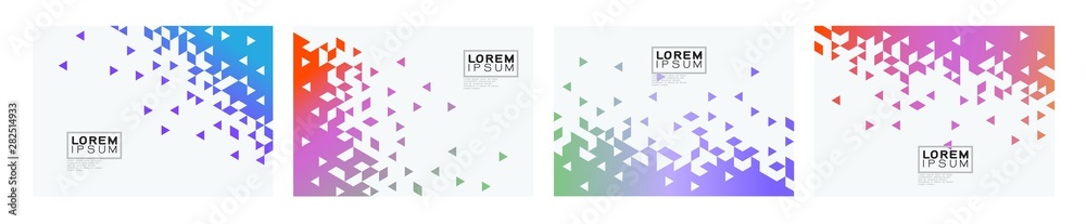 Wall mural set of colorful gradient triangle on white background with space. modern background for business or 