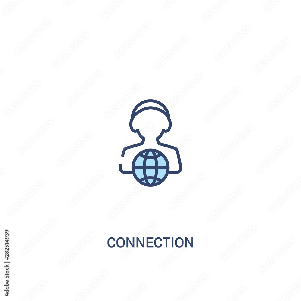 Poster connection concept 2 colored icon. simple line element illustration. outline blue connection symbol.