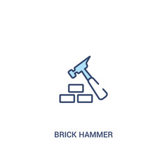 brick hammer concept 2 colored icon. simple line element illustration. outline blue brick hammer symbol. can be used for web and mobile ui/ux.