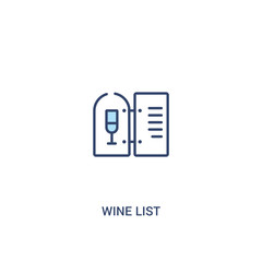 wine list concept 2 colored icon. simple line element illustration. outline blue wine list symbol. can be used for web and mobile ui/ux.