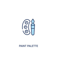 paint palette concept 2 colored icon. simple line element illustration. outline blue paint palette symbol. can be used for web and mobile ui/ux.