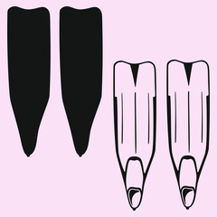 flippers for diving vector silhouette isolated