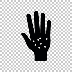 Dirty hands sign. Black icon on transparent background. Illustration.
