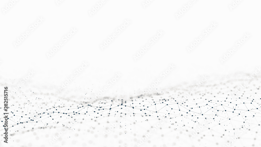 Poster abstract 3d rendering futuristic dots and lines. computer geometric digital connection structure. fu