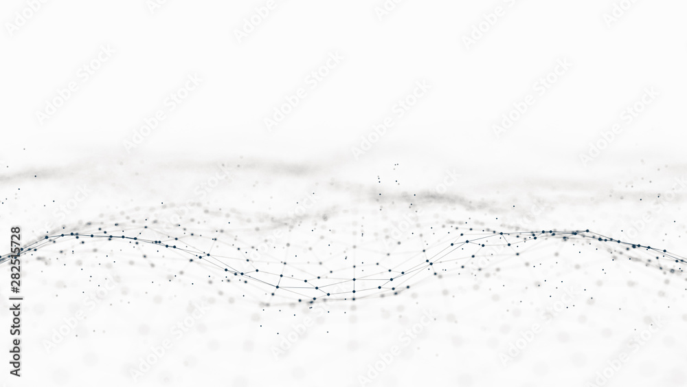 Poster abstract 3d rendering futuristic dots and lines. computer geometric digital connection structure. fu