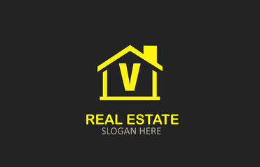 V Letter Real Estate Logo Design