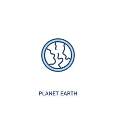 planet earth concept 2 colored icon. simple line element illustration. outline blue planet earth symbol. can be used for web and mobile ui/ux.