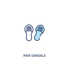 pair sandals concept 2 colored icon. simple line element illustration. outline blue pair sandals symbol. can be used for web and mobile ui/ux.