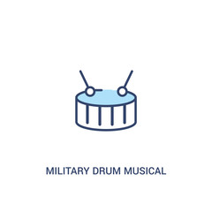 military drum musical instrument concept 2 colored icon. simple line element illustration. outline blue military drum musical instrument symbol. can be used for web and mobile ui/ux.
