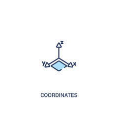 coordinates concept 2 colored icon. simple line element illustration. outline blue coordinates symbol. can be used for web and mobile ui/ux.