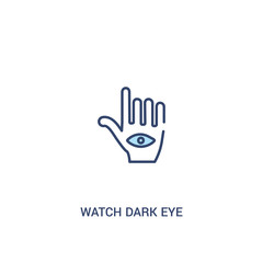 watch dark eye concept 2 colored icon. simple line element illustration. outline blue watch dark eye symbol. can be used for web and mobile ui/ux.