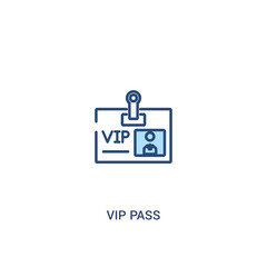 vip pass concept 2 colored icon. simple line element illustration. outline blue vip pass symbol. can be used for web and mobile ui/ux.