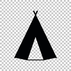 Wigwam sign. Black icon on transparent background. Illustration. © asmati