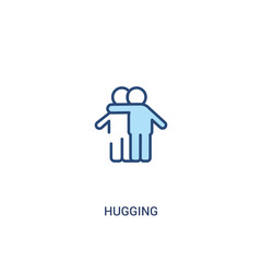 hugging concept 2 colored icon. simple line element illustration. outline blue hugging symbol. can be used for web and mobile ui/ux.