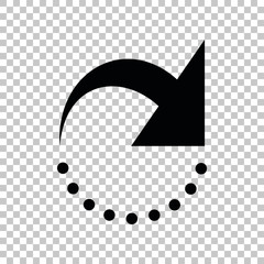 Refresh motion arrow sign. Black icon on transparent background. Illustration.