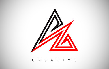 A Letter Red and Black Design Logo. Letter A Icon Logo with Modern Monogram