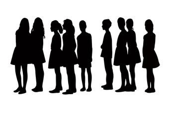 children together, silhouette vector