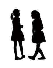 girls together silhouette vector