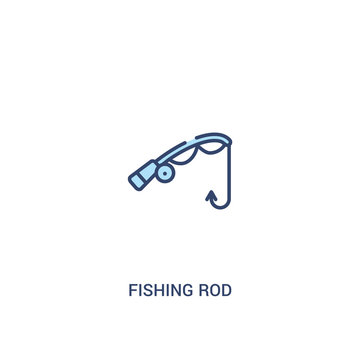 fishing rod concept 2 colored icon. simple line element illustration. outline blue fishing rod symbol. can be used for web and mobile ui/ux.