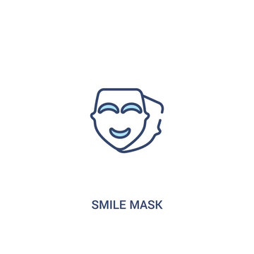 smile mask concept 2 colored icon. simple line element illustration. outline blue smile mask symbol. can be used for web and mobile ui/ux.