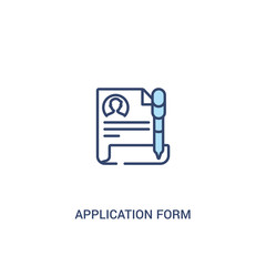 application form concept 2 colored icon. simple line element illustration. outline blue application form symbol. can be used for web and mobile ui/ux.