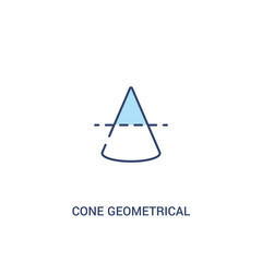 cone geometrical concept 2 colored icon. simple line element illustration. outline blue cone geometrical symbol. can be used for web and mobile ui/ux.