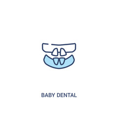 baby dental concept 2 colored icon. simple line element illustration. outline blue baby dental symbol. can be used for web and mobile ui/ux.