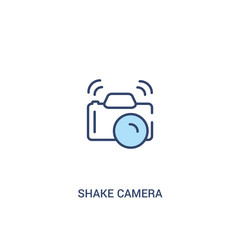 shake camera concept 2 colored icon. simple line element illustration. outline blue shake camera symbol. can be used for web and mobile ui/ux.