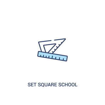 set square school tool concept 2 colored icon. simple line element illustration. outline blue set square school tool symbol. can be used for web and mobile ui/ux.