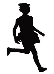 a girl running silhouette vector