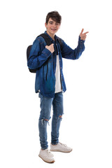 student with books isolated on white background