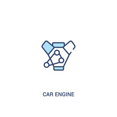 car engine concept 2 colored icon. simple line element illustration. outline blue car engine symbol. can be used for web and mobile ui/ux.