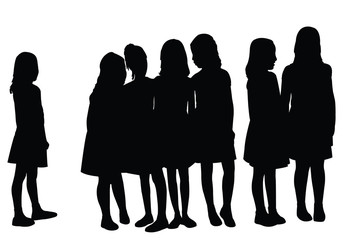 girls together silhouette vector