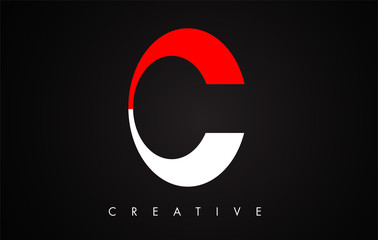 C Red and Black Letter Modern Trendy Design Logo. Letter C Icon Logo with Modern Monogram