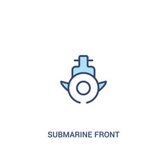 submarine front view concept 2 colored icon. simple line element illustration. outline blue submarine front view symbol. can be used for web and mobile ui/ux.
