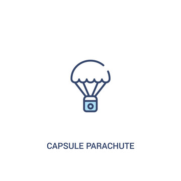 capsule parachute concept 2 colored icon. simple line element illustration. outline blue capsule parachute symbol. can be used for web and mobile ui/ux.